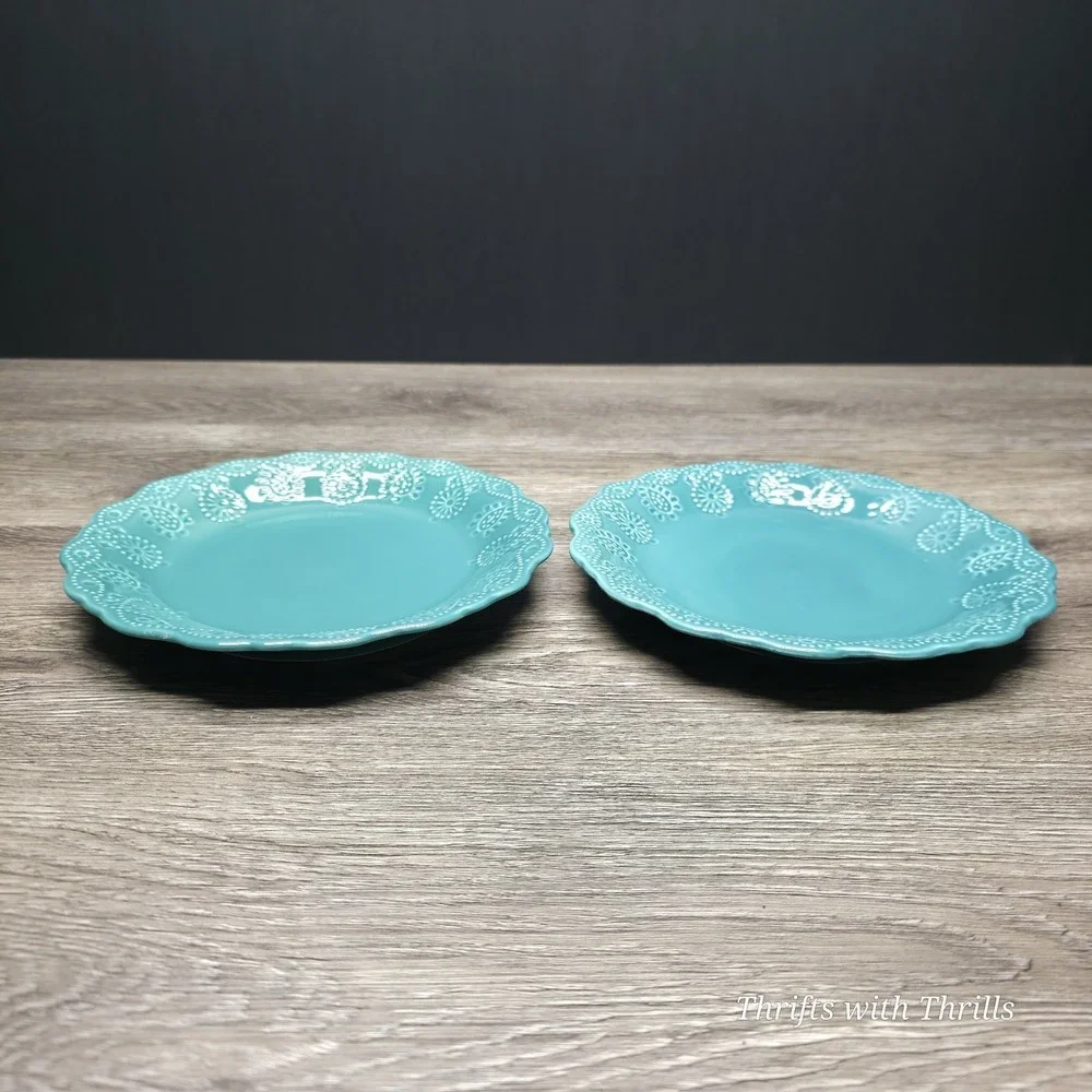 Pioneer‎ Woman Lace Cowgirl Stoneware - Teal - Two Replacement 8.5